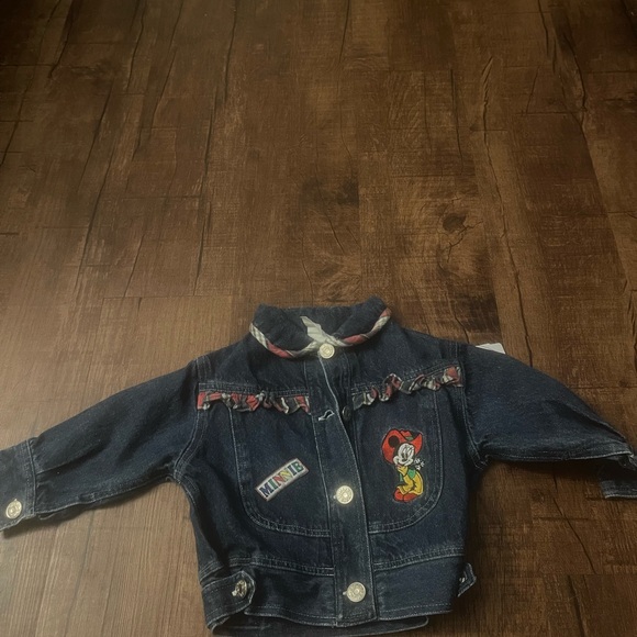 Vintage Disney Kids Jean Jacket with Mickey Mouse - Dark Blue - Picture 1 of 3